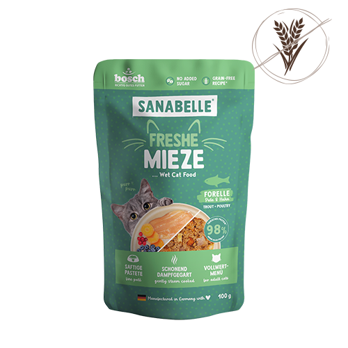 Sanabelle Freshe Mieze Forelle, Pute & Huhn  10 x 100 g