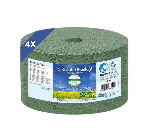 Kräuter Block Mineralleckstein, Set mit 4x 3kg