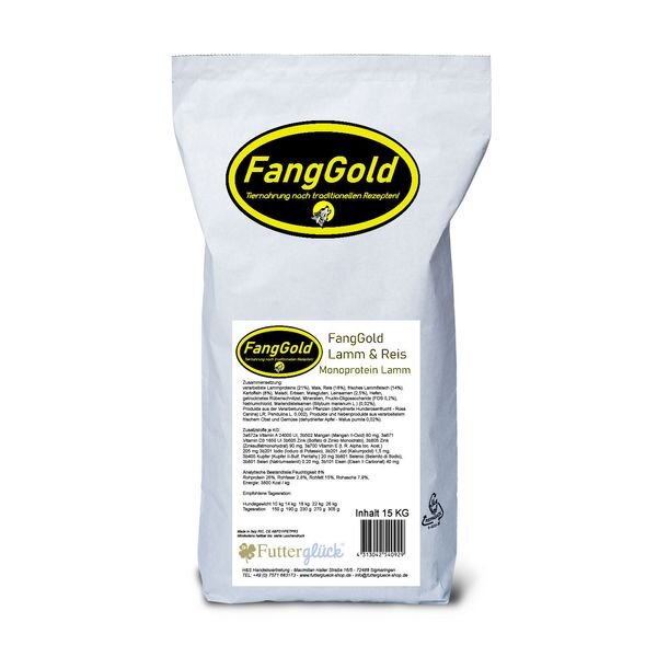 FangGold Lamm & Reis Monoprotein Trockenfutter für Hunde   12 kg