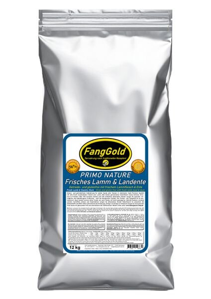 FangGold Primo Nature Trockenfutter für Hunde Frisches Lamm & Landente 12 kg