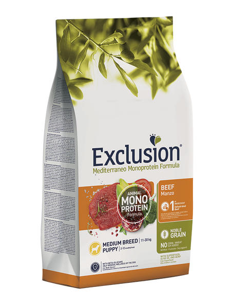Exclusion Mediterraneo Noble Grain Puppy Rind Medium 12 kg