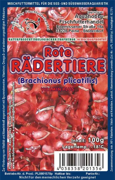 Rote Rädertierchen 100g Frostfutter Blister