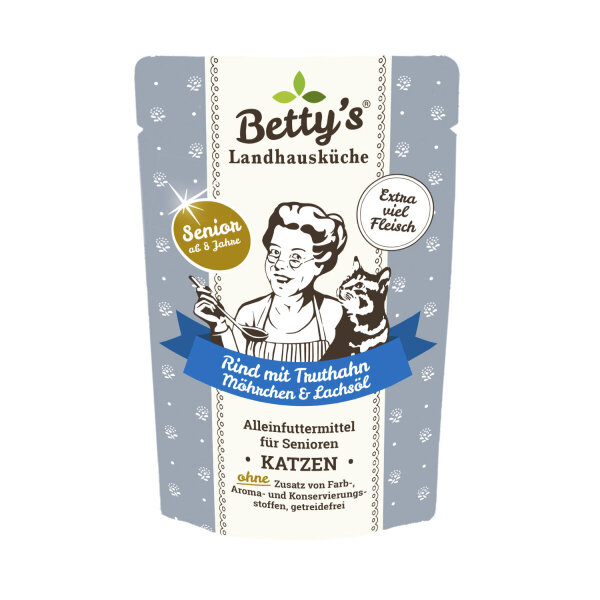 Betty`s Landhausküche Senior Rind mit Truthahn, Möhrchen und Lachsöl 100g 6 x 200 g