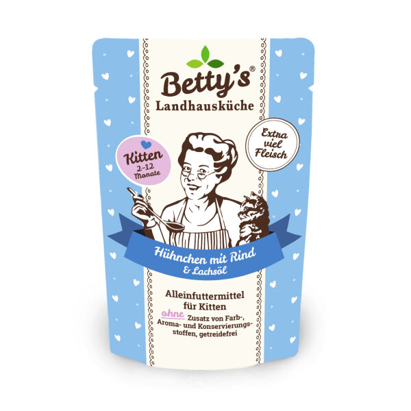 Betty`s Landhausküche Frischebeutel für Kitten Hühnchen mit Rind 100g 6 x 200 g