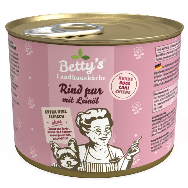 Betty`s Landhausküche Rind pur mit Leinöl 6 x 800 g